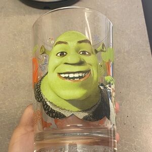Shrek Glass with Green and Orange Design